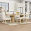Ensemble de table de salle à manger 6 pièces, table extensible en bois avec rallonge amovible, 4 chaises rembourrées et banc