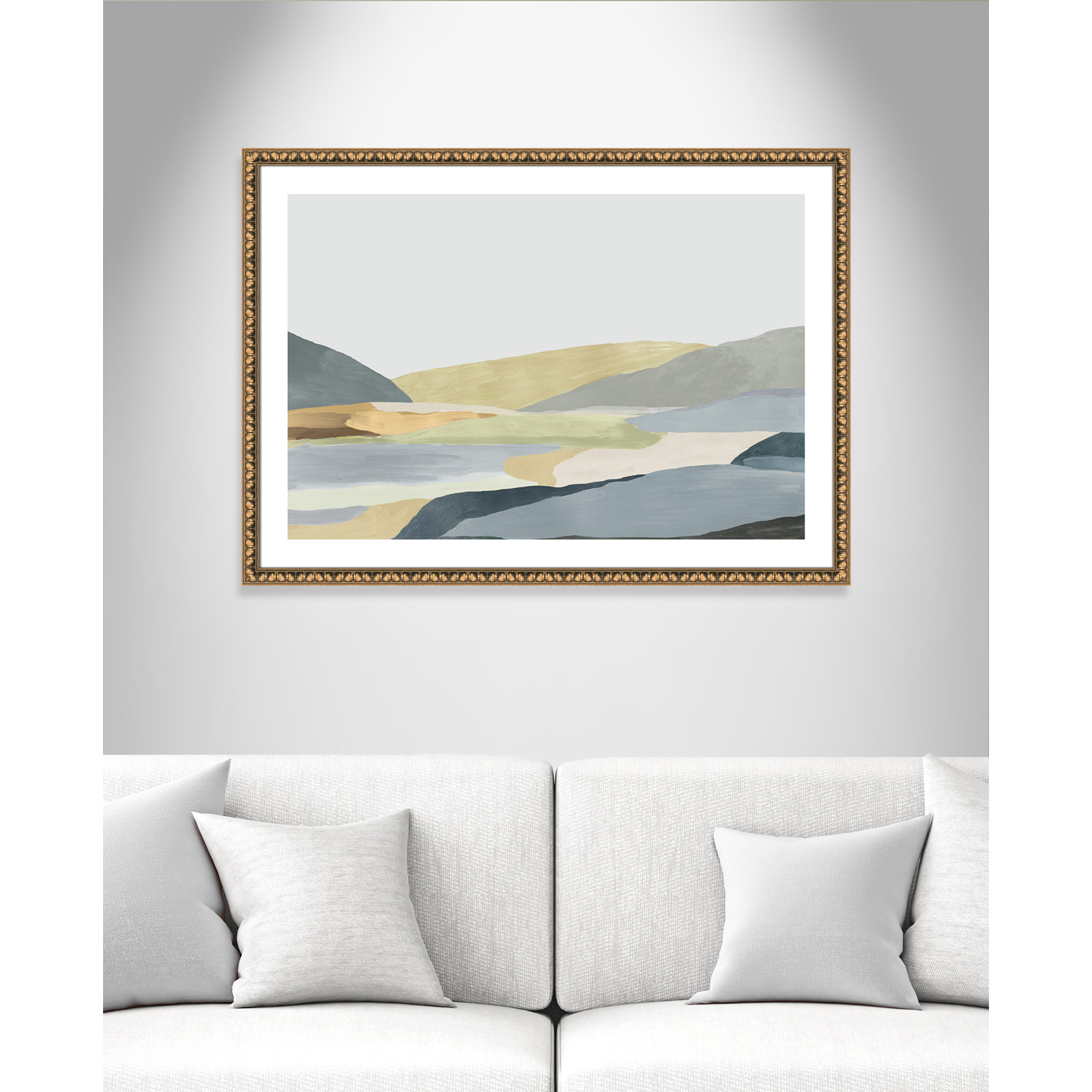 Blair "Warm Hills II" Painting, 30.5" H x 42.5" W x 1.13" D, Gold Bead Framed Paper