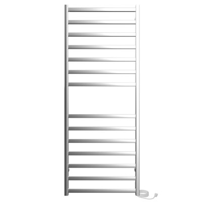 24" x 60" Kontour Square Steel Wall Mounted Electric Towel Warmer - Chrome, Plug-In, Square Rails