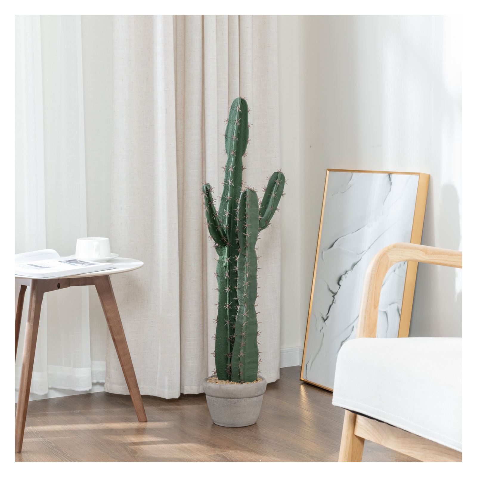 Faux 36 inch freestanding Cactus in Gray Pot
