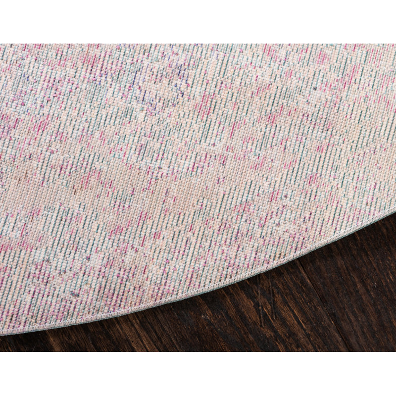 Tapis bleu clair Power Loom, Rond 6 pi 1 po