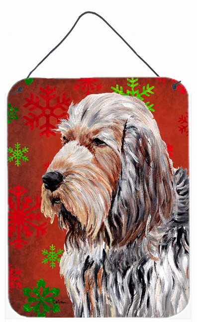 Impression sur plaque de noël des fêtes flocons de neige, Chien à loutre (gris)