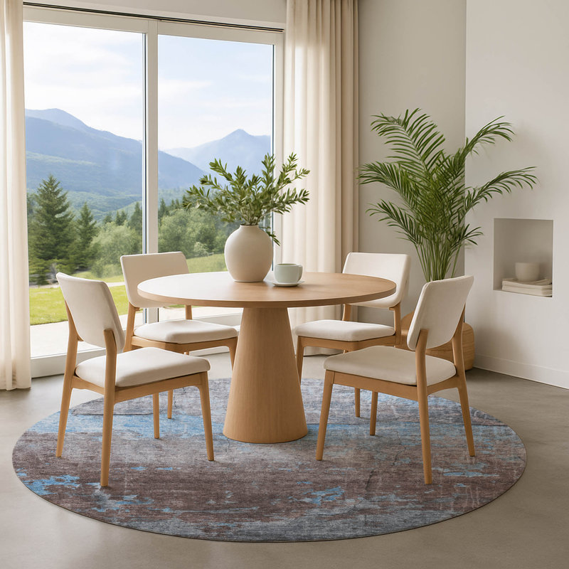 Premium Machine Washable Larrison AMF1780 Modern Rug, Round 8'