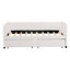 Lit de jour simple beige avec dossier ergonomique et 2 tiroirs - Tête de lit à rayures classique pour une chambre à coucher élégante-489482370