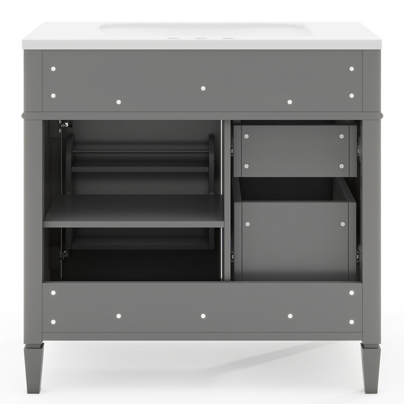 Meuble-lavabo simple 36 po Yinon, Argent argent, Gris