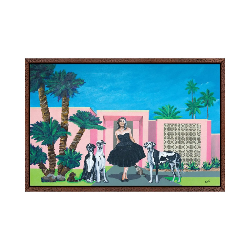 Georgia In Her Little Black Dress by Dan Nelson - Print on Canvas, Classic Brown Wood Framed