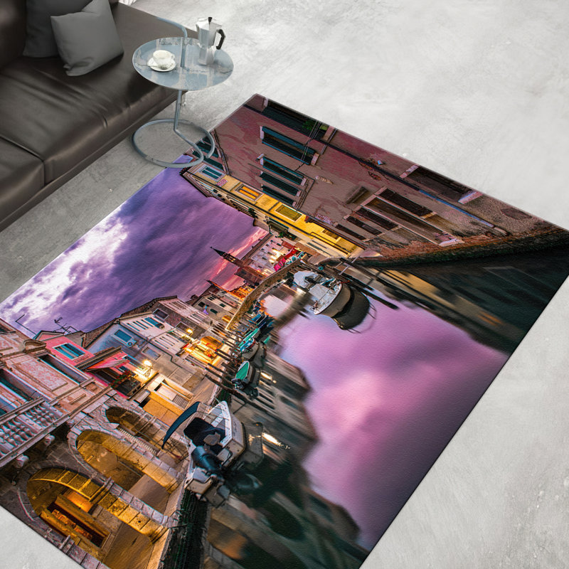 Chic Line Pattern Non-Woven Thin Type Printed Rug Ideal for Stylish Home Interiors and Contemporary Living Spaces