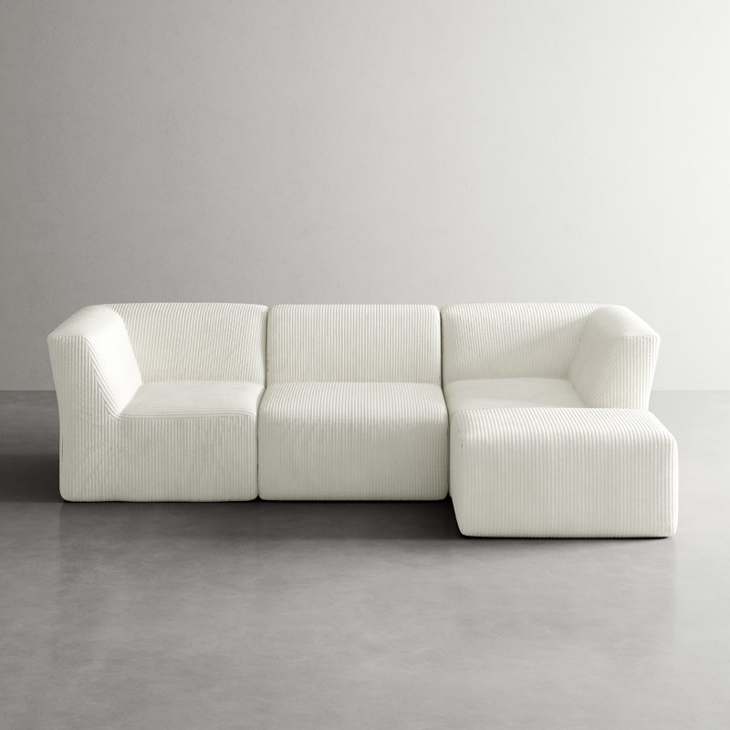 4 Seater Corduroy Seating Component, Beige Corduroy