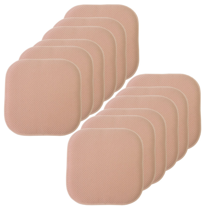 Honeycomb Non-Slip Indoor Chair Cushions, Blush, 12-Pack