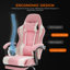 Fauteuil de jeu ergonomique de type course avec repose-pieds rétractable, accoudoirs articulés, inclinaison à 135°, hauteur réglable, pivotement à 360°, charge maximale de 181 kg (400 lbs) pour le bureau et le jeu.-671185105