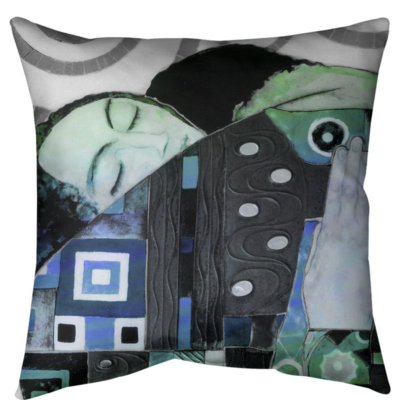 Coussin Gustav Klimt, 40 po x 40 po, Bleu / dégradé vert