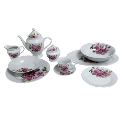 Conte Porcelain China Dinnerware Set 47 Piece - Service for 8