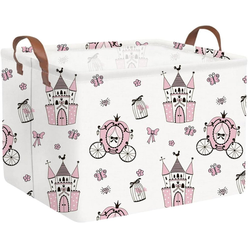 Panier de rangement rectangulaire pour château, panier à linge sale pour enfants, panier de rangement en toile imperméable, boîte à livres, décor de chambre de fille
