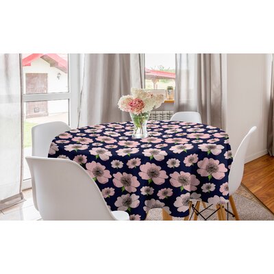 Ambesonne Floral Round Tablecloth, Pattern Of Dog Rose Pastel Pink Tone Repetitive Hand Drawn Illustration, Circle Table Cloth Cover For Dining Room K -  East Urban Home, 280BDB2979054F4E8895EB7139D530A9