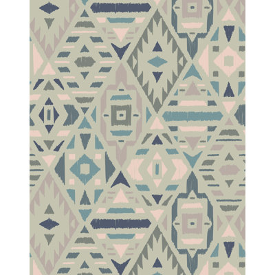 Kehrli 7m x 75cm Matte Geometric Tribal Pattern Wallpaper Roll