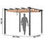Pergola rétractable d'extérieur 10 pi x 10 pi avec auvent en aluminium beige