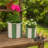 Ceramic Outdoor Planters - Striped Flower Pots With Scalloped Edge - Indoor Planter For Plants, Flowers, Herbs, Or Patio Garden Decor - Set 2, 8", 6"-1962172499