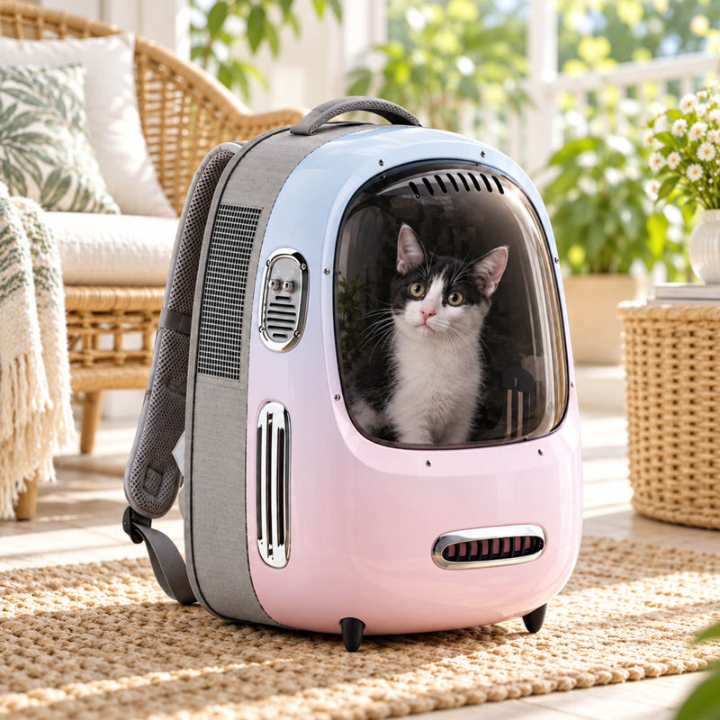 Cat Backpack Carrier with Built-In Fan, Light and Tinted Viewing Window