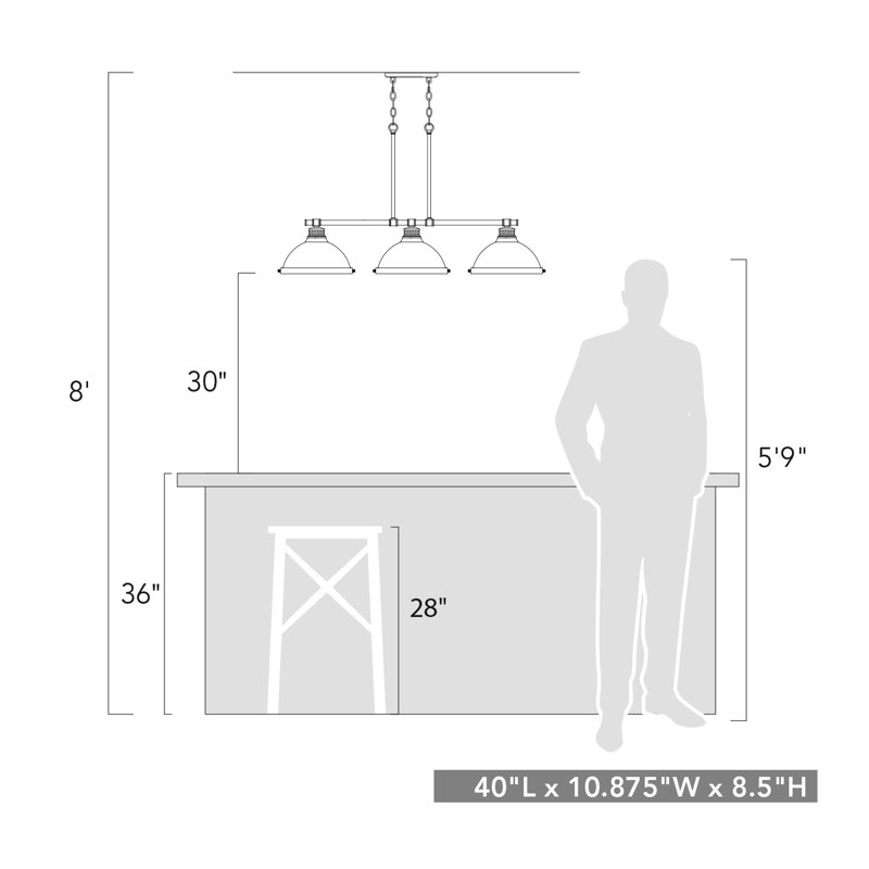3 - Light Chrome Linear Pendant Pendant, Rubbed Bronze, Rubbed Bronze