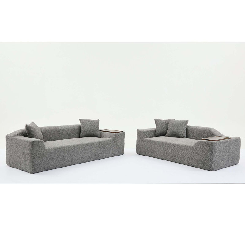Ensemble de canapé 2 pièces Boucle Cloud: rembourré 3 places et 2 places avec table de bout en panneau de fibres à densité moyenne