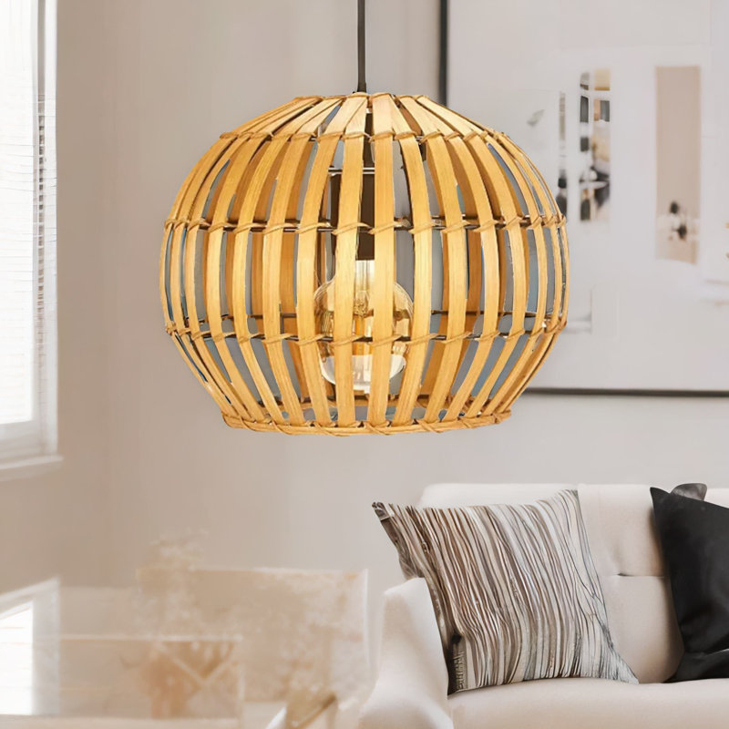 25cm H Bamboo Pendant Shade in Brown