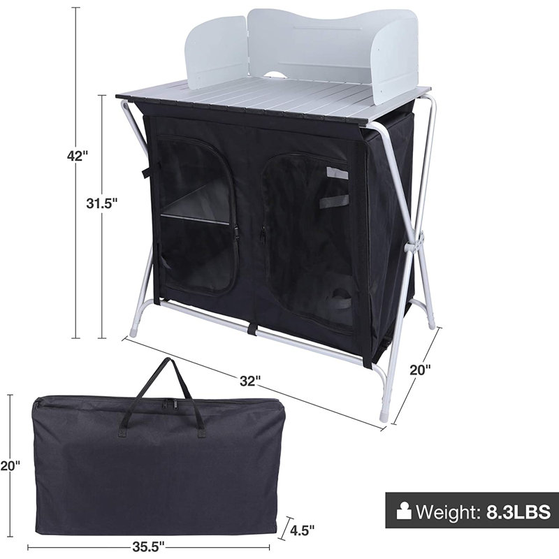 Miyisha Rectangular Wood Metal Folding Outdoor Camping Table , 32'' in. W 20'' in. D