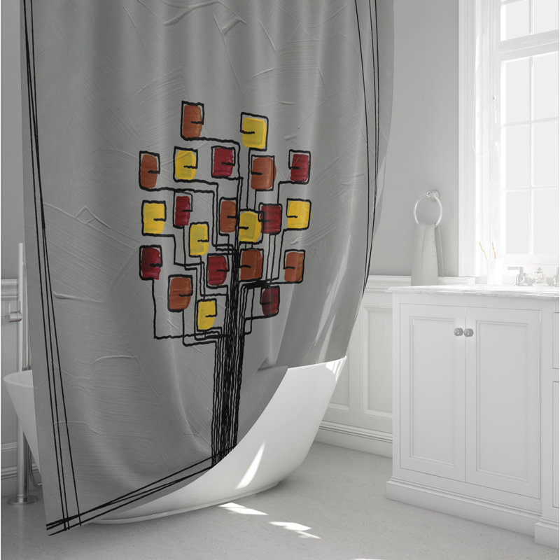 Rideau de douche Sharin, H 83 po x l 70 po, Brun / gris