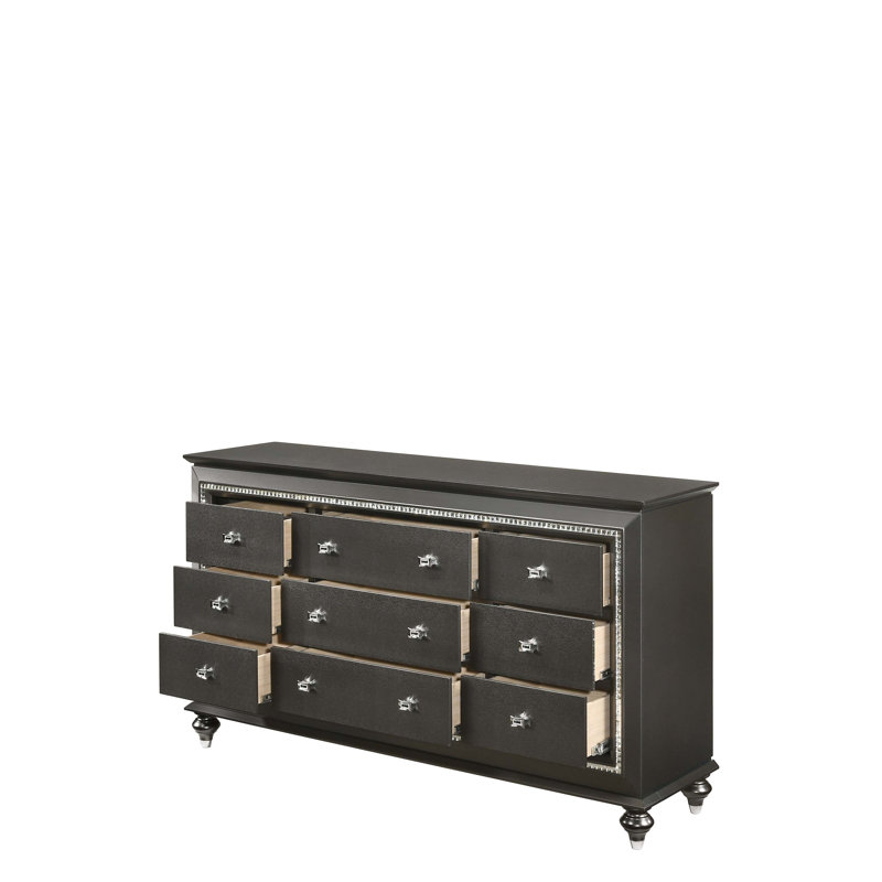 Lundt 66'' W 9 - Drawer Dresser, Silver Gray