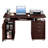 45.3 in Walnut Home Office Computer Desk with 3 Drawers Cabinet and Sliding Keyboard Tray