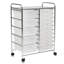  Organisateur de chariot de rangement roulant à 15 tiroirs avec roues verrouillables, structure en acier argenté, tiroirs en plastique transparent pour la maison, le bureau, le garage et la salle de classe, blanc-2093791666