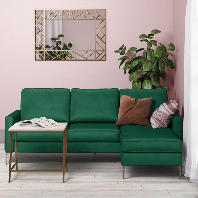Eyler 4 Seater Velvet Sofa, Green