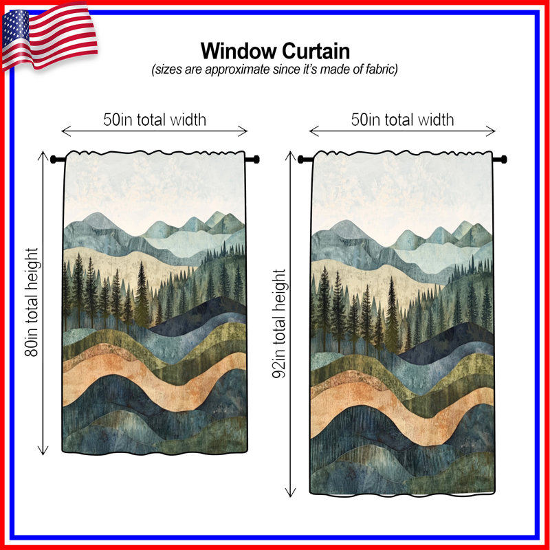 Rideaux de fenêtre Layered Mountain Landscape, 50" x 92" - 1 Panel, Sheer