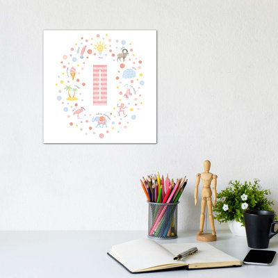 Lettre illustrée I rose - impression