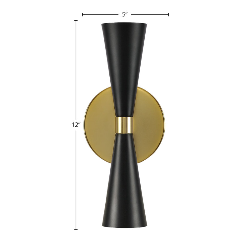Black and Brass Mid-Century Modern Dimmable Wall Sconce