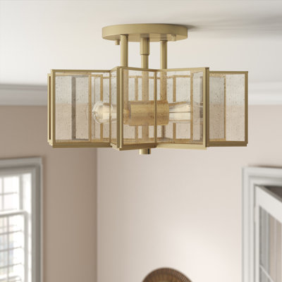 Plafonnier 2 lumières Putnam en laiton naturel