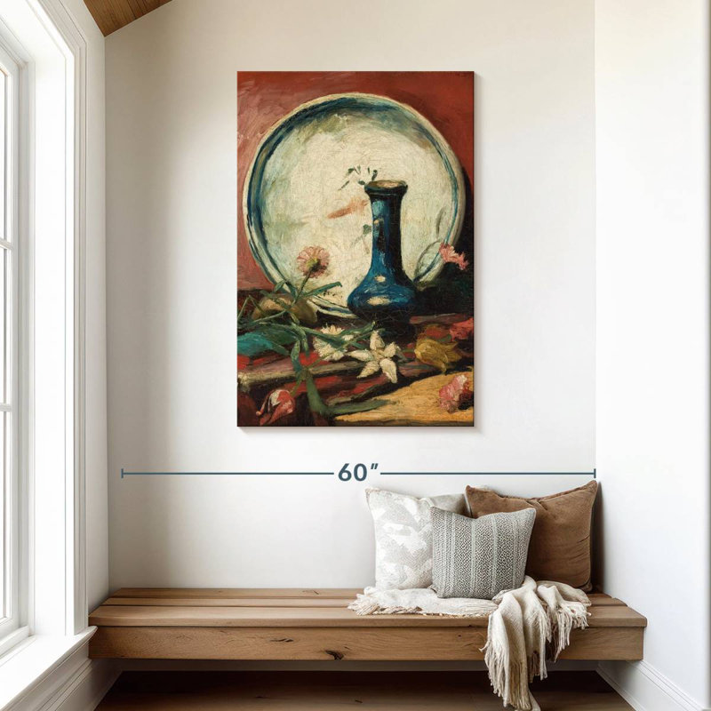 Harnek Still Life Plate Vase And Flowers, 45" H x 30" W
