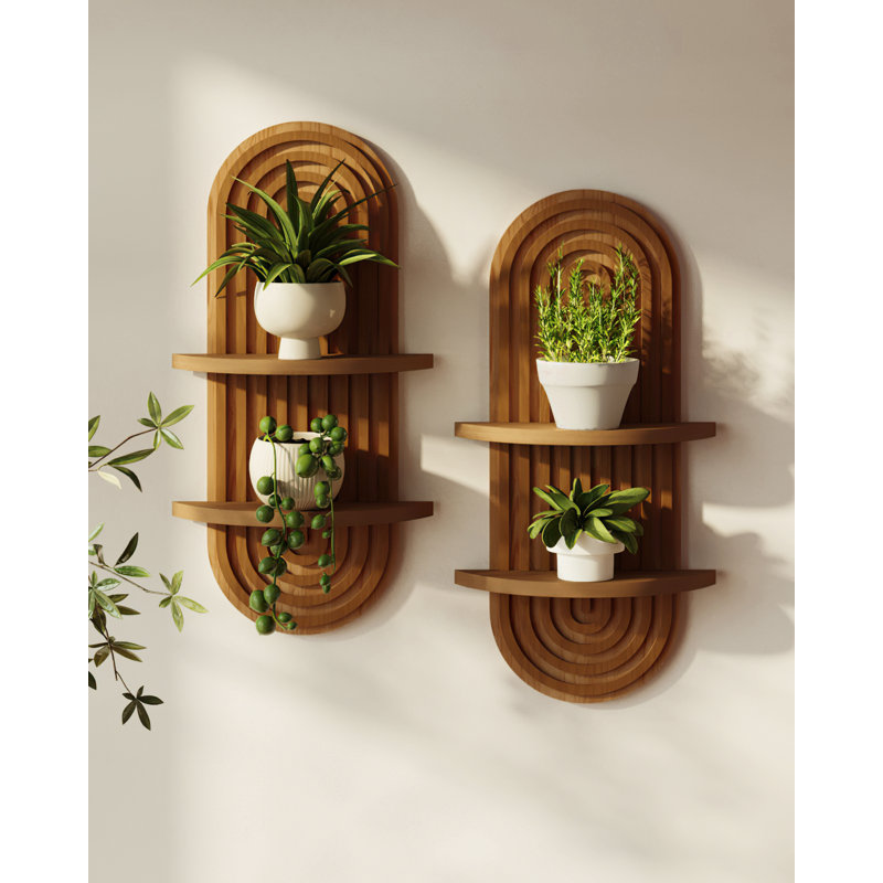 Tablette suspendue en bois Boho, Marron foncé