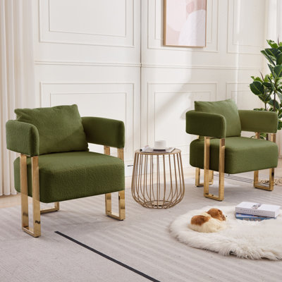 Chaise décorative moderne TS, chaise d'appoint de salon avec pieds en métal doré, sans roulettes, convient au vestiaire, à la salle de réception, au bureau, au canapé rembourré en métal 2 pièces
