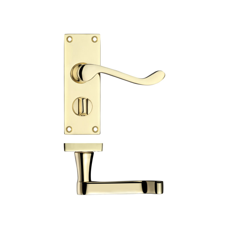Alsace Bathroom Door Handle, Electro Brass