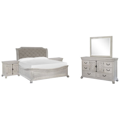 Grand lit-bateau 2 commodes avec tiroir Barchelor et miroir de paysage