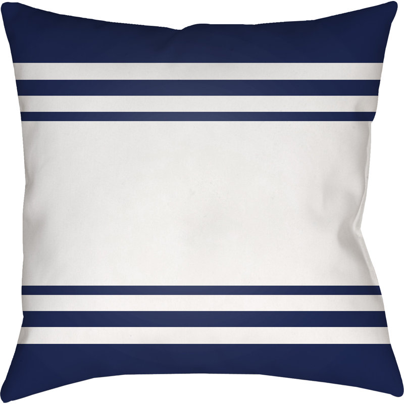 Striped Outdoor Throw Pillow, 18" H x 18" W x 4" D, Blue