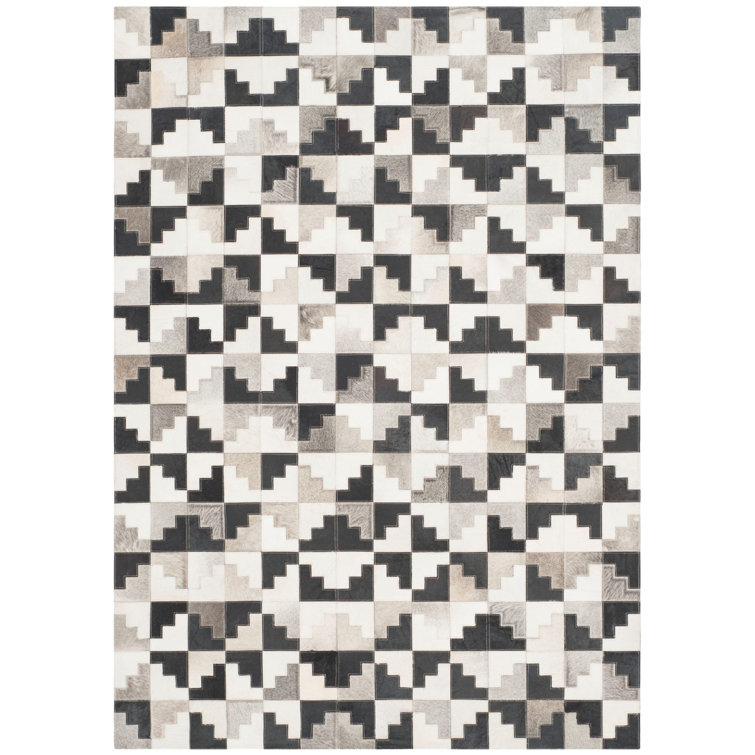 Stasia Hand Woven Leather Geometric Rug