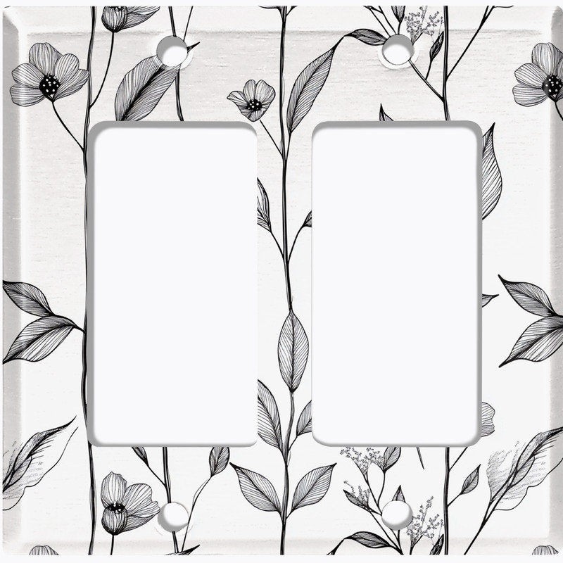 Couvercle de plaque d'interrupteur en métal; Fauteuil à bascule GFI 2 bandes US standard - Croquis floral élégant