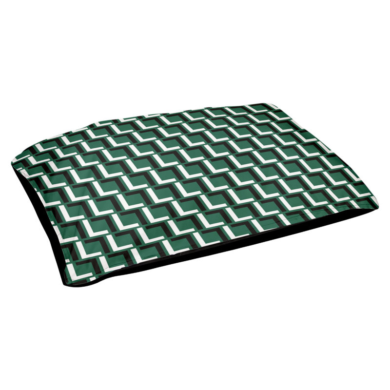 Coussin pour chien Brossard, Petit (l 28 po x P 18 po x H 4 po), Vert Gotham / blanc / noir furtif