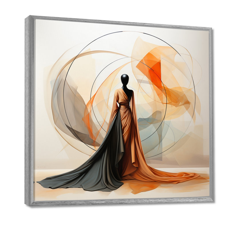 Abstrait contemporain danseur africain - art mural femme afro-américaine, H 24 po x l 24 po x P 1 po, Encadrement argenté