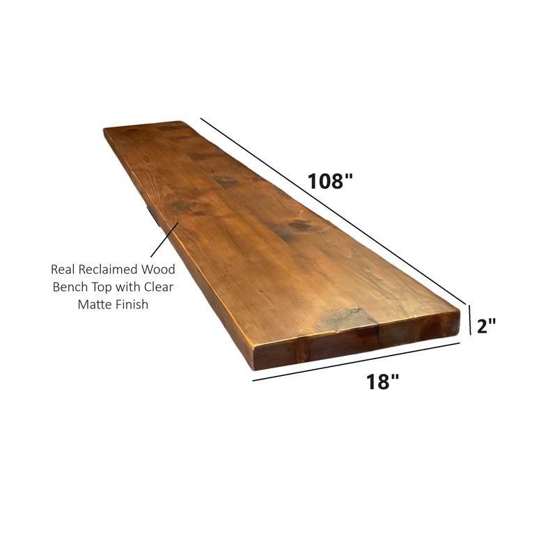 Dessus de banc en bois massif récupéré, H 2 po x l 108 po x P 18 po