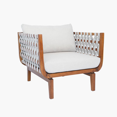 Fauteuil club d'extérieur en bois d'acacia Boho Dempsey Modern