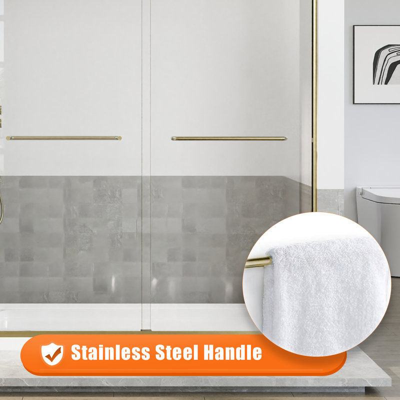 44–48 in. W x 72 in. H Framed Double Sliding Shower Door in Brushed Gold with 5/16 in.(8mm) Clear Tempered Glass