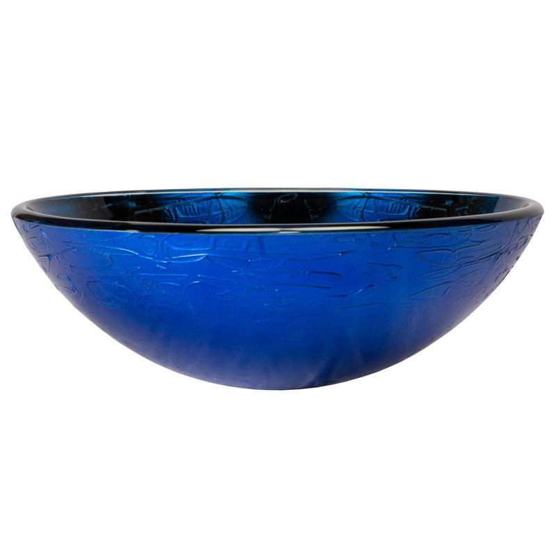 Lavabo de salle de bain vasque circulaire peint en verre bleu / noir
