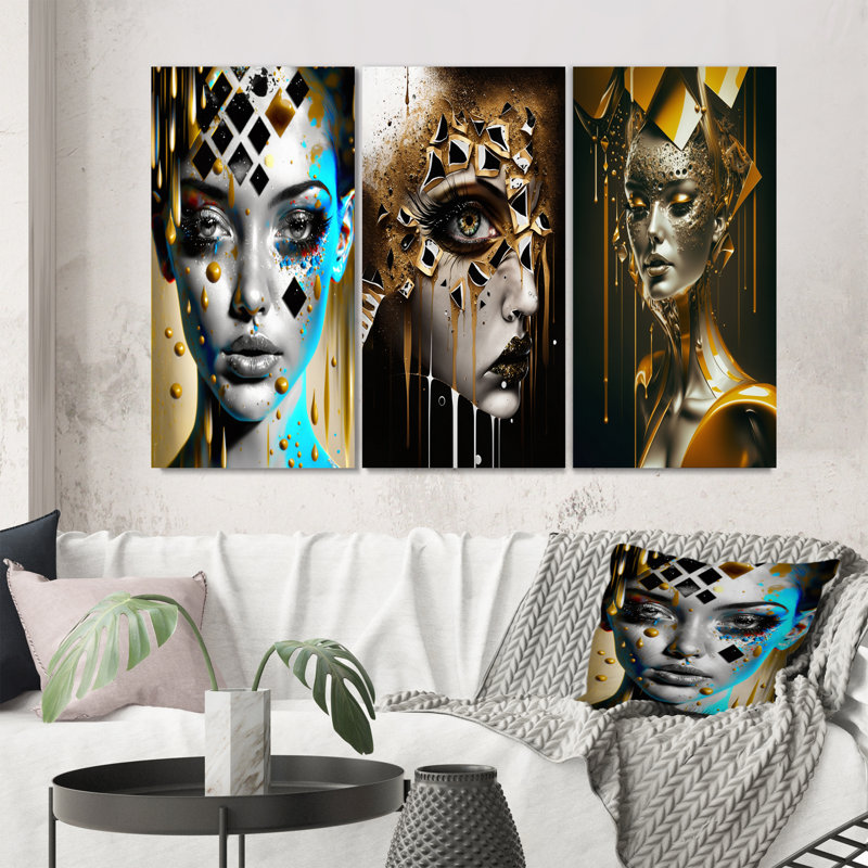 «Shapes Of A Woman's Being», 3 pièces sur toile, Toile tendue, H 20 po x l 36 po